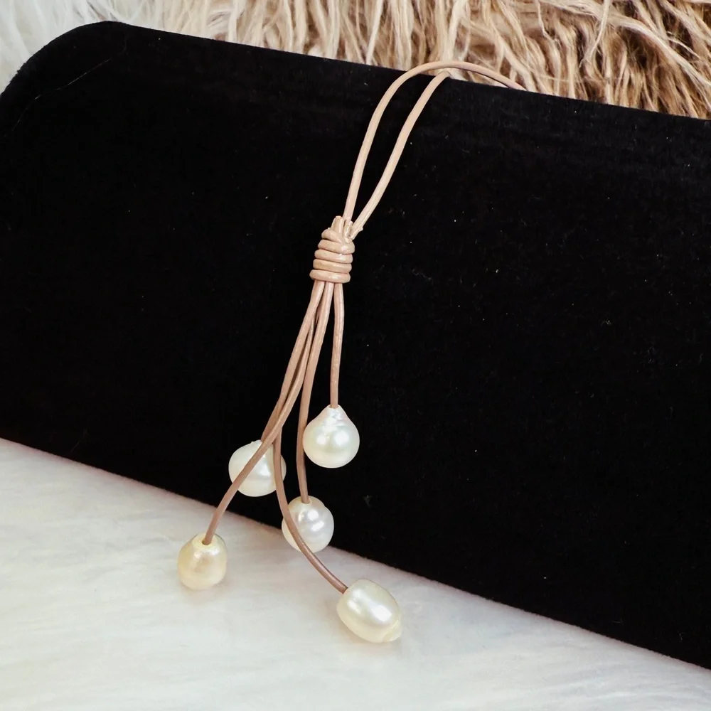 Magnetic closure faux freshwater pearl drop necklace